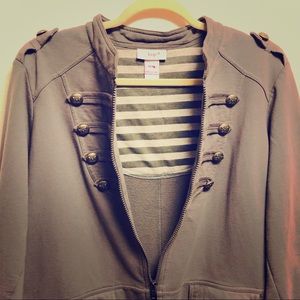 Faux Military Zip Up Sweatshirt